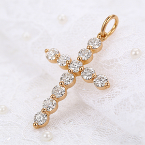 CUSTOM SILVER 10K/14K/18K GOLD PLATED LAB GROWN CVD DIAMOND CLASSIC ENGAGEMENT GIFT SWEATER <b>CHAIN</b> NECKLACE <b>CROSS</b> PENDANT VS - Product Image 2
