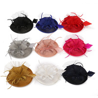 Chapeau de fête pour femmes, mode en gros de Yiwu, chapeau simple, coiffe en plumes, fascinateur, base en sinamay