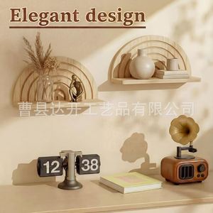 Wooden Arched <b>Wall</b> <b>Shelf</b> Geometric Shape <b>Wall</b> <b>Mounted</b> Floating Display Rack For Living Room Flower Stand Storage - Product Image 4