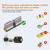 Serrure de porte intelligente à cylindre réglable TUYATTL avec empreinte digitale, en alliage d'aluminium, pour porte en bois, anti-regard indiscret, compatible WiFi, pour maison et bureau