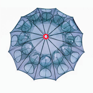 ตาข่ายจับปลาพับได้รูปร่มแบบพกพาขนาด3 + 7นิ้วสำหรับทะเลสาบแม่น้ำท่าเรือปลาหางนกยูงเหยื่อกุ้งปู - Product Image 3