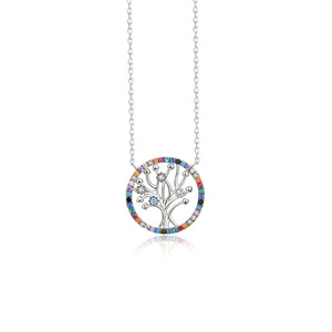 Collana da donna Daidan collana di gioielleria raffinata collana in argento con albero di vita in zircone colorato da 18mm con albero della vita rotondo - Product Image 5
