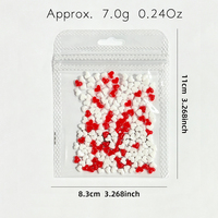 200 pièces/sac Breloques 3D Cœur pour Ongles Rouge Blanc, Strass en Résine à Dos Plat en Forme de Cœur, Décorations pour Manucure DIY Saint-Valentin