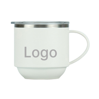 Mug de table isotherme empilable en SUS304 de 330 ml avec poignée et couvercle à glissière pour café, thé et boissons quotidiennes