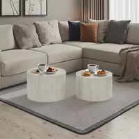Ensemble 2 pièces de haute qualité Table à thé en bois MDF avec papier autocollant 3D pour une utilisation intérieure et extérieure dans la maison salon hôtel