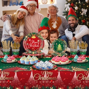 Vajilla Desechable Biodegradable Moderna para Fiestas Navideñas, Platos y Vasos Decorativos para Postres, Gran Venta - Product Image 2