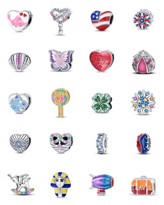 Ciondolo a Forma di Cuore Placcato Argento/<span class=keywords><strong>Oro</strong></span>/<span class=keywords><strong>Oro</strong></span> Rosa con Zirconi e Perline Piatte - Design Portafortuna Unisex per Uso Quotidiano - Product Image 1
