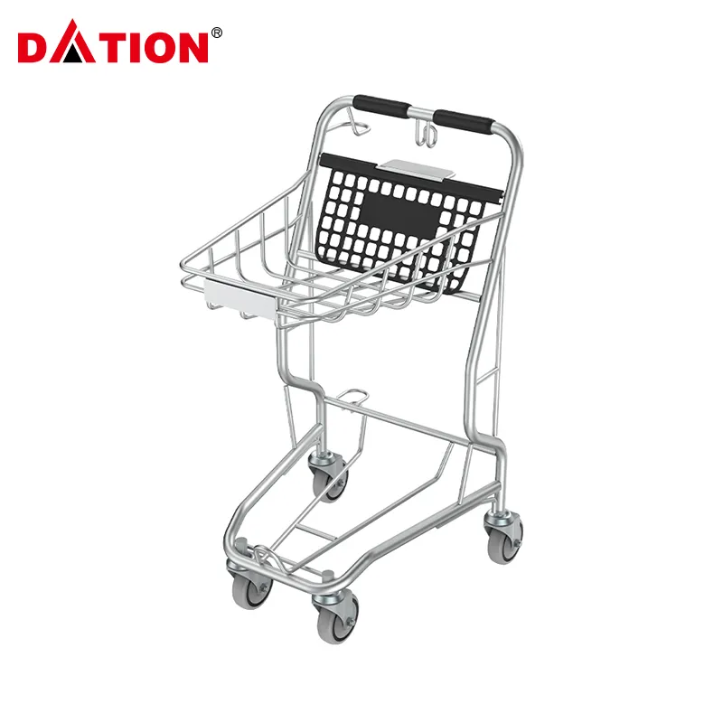 Japanese Style Shopping Trolley Aluminum Alloy Shopping Cart Sturdy Durable Strong 2 Layers Basket Supermarkets Push Carts