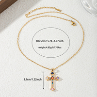 Collier Pendentif Croix Dorée Éblouissante et Glamour avec Zircon Cubique Taillé, Pavé de Zircons Scintillants, Chaîne Polie, Bijou Femme, Idéal Cadeau