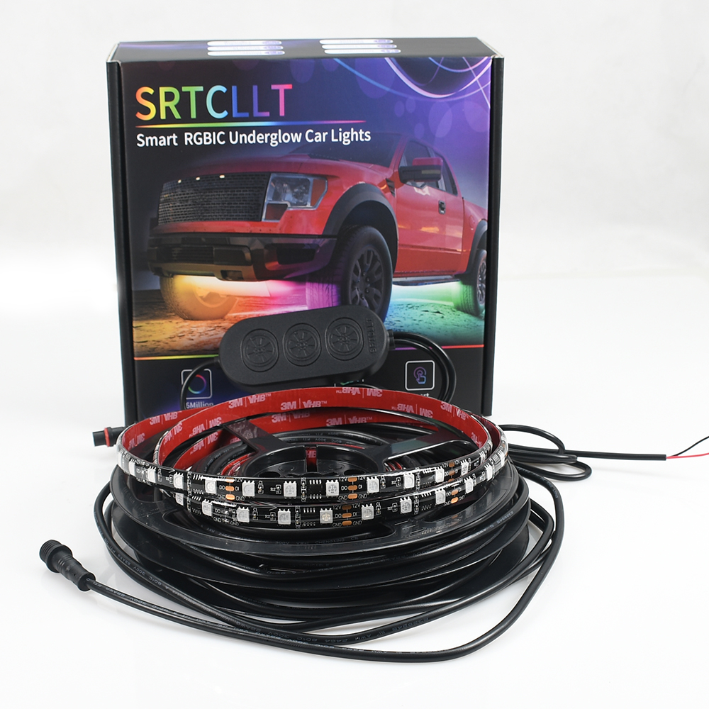 APP/Remote Control Car Underglow Light Kit RGB Underbody Underglow Car Atmosphere Flexible Under Glow Lighting Lights For Car