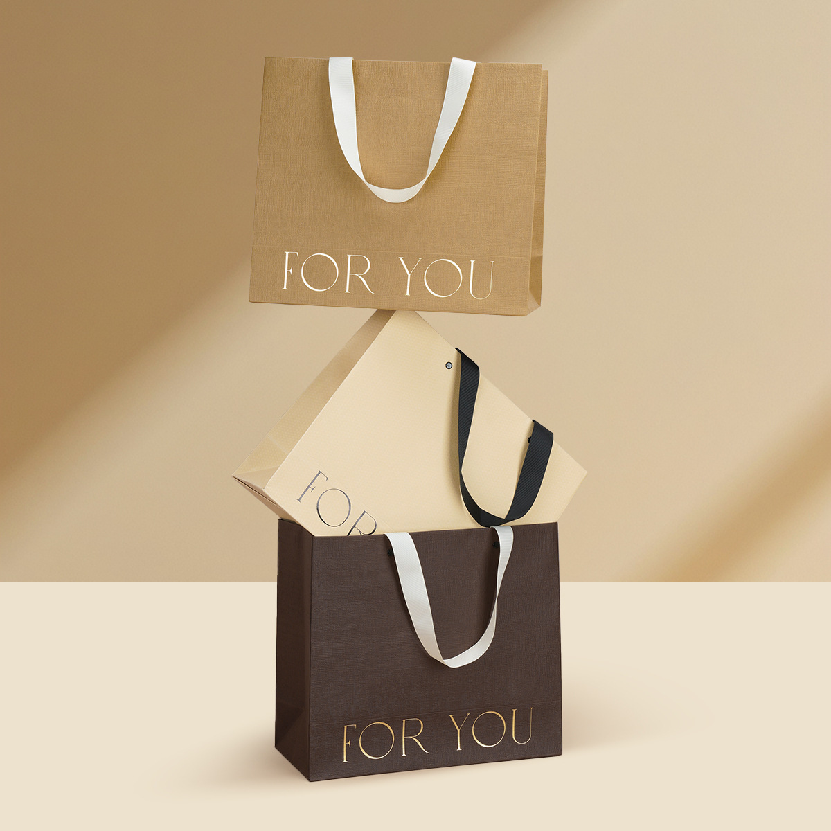 New Ins-style Specialty Paper Handheld Paper Bag, Elegant and Refined Leather Pattern Gift Bag, Printed with Logo, Packaging