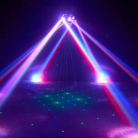 Lumière laser à motifs RGBW UNOXINE |   Faisceau DMX512 double vert et bleu pour discothèque, bar, karaoké et spectacles de nuit