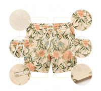 Shorts de bain pour hommes en maille extensible à imprimé floral, avec cordon élastique, respirants, légers, pour la plage et l'été, personnalisables, vente en gros