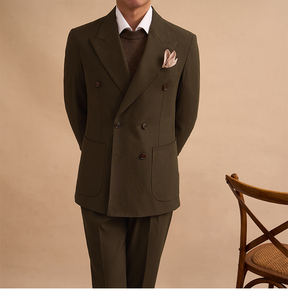 Conjunto <span class=keywords><strong>de</strong></span> traje Nápoles <span class=keywords><strong>de</strong></span> gama alta <span class=keywords><strong>de</strong></span> lujo ligero para <span class=keywords><strong>hombre</strong></span>, ropa Formal <span class=keywords><strong>de</strong></span> negocios <span class=keywords><strong>de</strong></span> Color café para <span class=keywords><strong>hombre</strong></span>, traje Retro informal <span class=keywords><strong>de</strong></span> doble botonadura - Product Image 1