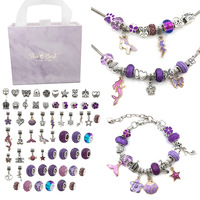 Kit de bracelets à perles pour femmes, bricolage, Kit de bijoux pour la fabrication, violet bleu vert, perles d'espacement, accessoires en perles, Set de cadeaux,