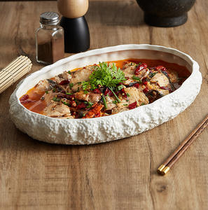 Grande Assiette en Céramique à Motif Roche Profond pour Poisson Vapeur, Usage Domestique et Hôtelier/Club <span class=keywords><strong>de</strong></span> Luxe, pour Homard, Sashimi et Fruits <span class=keywords><strong>de</strong></span> Mer - Product Image 5