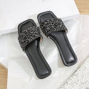 Square Head Flat Bottom Comfortable New Women's Slippers Out Wear Oversized Casual Beach Sandals - Product Image 1