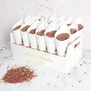 White Wedding Confetti Rose Petals Cone Wedding Tray Confetti Holder Kraft Paper Box Confetti Tray Set Wedding Flower Box