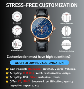 Orologio di Lusso TEVISE con Fasi Lunari, Cinturino <span class=keywords><strong>in</strong></span> Pelle, Resistente all'Acqua e Quadrante <span class=keywords><strong>in</strong></span> Vetro, Movimento Meccanico - Product Image 2