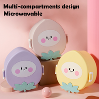 Lonchera Infantil con Diseño de Sandía, Ecológica, Hermética, con 3 Compartimentos, Apta para Microondas, con Cubiertos