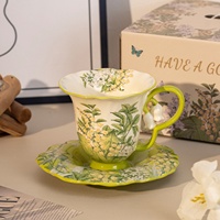 Tasses et assiettes en céramique Lelyi French Retro Bell Orchid, luxe léger exquis, esthétique haut de gamme, tasse à café créative, cadeaux originaux