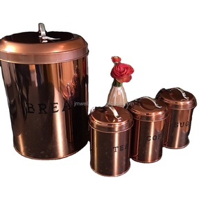 Hiệu Ứng Đồng Retro Hộp Thực Phẩm & Bánh Mì Bin Lưu Trữ Set 4 Pc Lưu Trữ Nhà Bếp Tins - Product Image 1