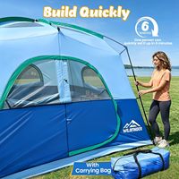 Carpa de Camping Familiar para 6 Personas, Doble Capa, Impermeable, Resistente al Viento, Portátil, Fácil de Instalar con Toldo |   Poliéster para las 4 Estaciones