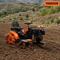 Tractor de un solo asiento giratorio marca YKX, minitractor de 4 ruedas para labranza profunda, herramienta agrícola para preparación del suelo en granjas.