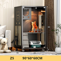 Vente flash - Maison pour chat en bois moderne de luxe de grande taille, de haute qualité, avec fermeture à bouton en corde de sisal, motif imprimé, hauteur 150 cm