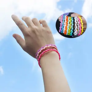 12 Candy Colors Soft Elastic Stretch Rubber Silicone Bracelets Girls Women Solid Color Love Heart Shape Silicone Wristband