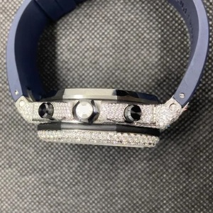 Montres-bracelets en quartz plaquées or 18 carats de luxe avec diamants complets, design hip-hop brillant, boîtier rond, largeur du bracelet de 20 mm, montre glacée pour hommes - Product Image 3