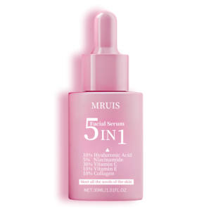 Suero facial antienvejecimiento instantáneo de marca blanca MRUIS, ácido hialurónico 5 <span class=keywords><strong>en</strong></span> 1, colágeno de vitamina C para blanqueamiento brillante, levantamiento de arrugas - Product Image 6
