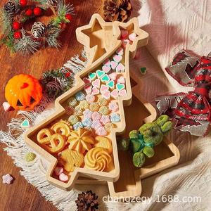 Plateau à collation en bois en forme d'arbre de Noël, 2 pièces, forme irrégulière, plateau décoratif de bureau pour bonbons, graines de melon, style rustique - Product Image 3