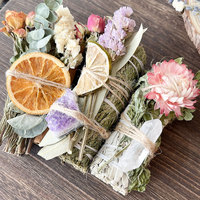Paket Sage Smudge Kit Kristal Palo Santo Bunga Kering Dupa Cina Aroma Tahan Lama Pembersih Energi Aromatik Hadiah Meditasi