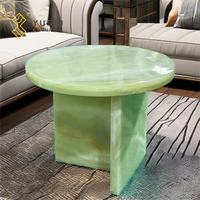 Yushi Group Table basse moderne de luxe en marbre d'onyx vert Design classique personnalisé Meubles d'appoint en pierre en bois pour salon d'hôtel