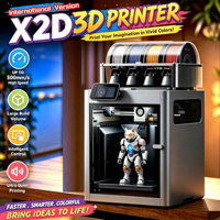 Printer 3D Global Version Bamboo Lab X2D Combo dengan Rangka Serat Karbon, Dual Extruder, Kecepatan Tinggi, CoreXY, Kalibrasi Otomatis, WiFi, dan Kamera