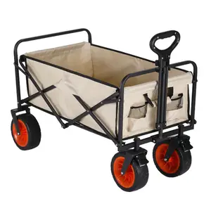Hot Sell Mini Camping Trolley Carts Faltbarer Outdoor Utility Wagon Klapp wagen für Strand Picknick Grün
