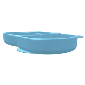 Bol d'alimentation divisé en silicone pour enfants, avec base à ventouse, pour bébés de 0 à 12 mois, motif animal, type plat en arc - Product Image 1