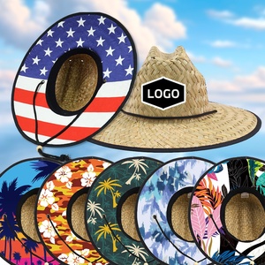 CUSTOM LOGO Natural Grass Wide Brim Mexico Flag <strong>Men</strong> Life Guard Fishing Surf Lifeguard Beach <strong>Sun</strong> <strong>Hat</strong> <strong>Sun</strong> Straw <strong>Hat</strong> - Product Image 1