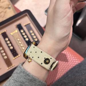 Correa de reloj de lujo con botón de pana y dije de estrella para Apple Watch 10 9 8 SE 7 6, banda de moda con hebilla de aleación a presión - Product Image 4
