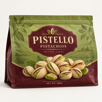 Sac d'emballage personnalisé pour pistaches, pochette à fond plat large avec fermeture éclair pour noix, refermable et imprimable sur mesure