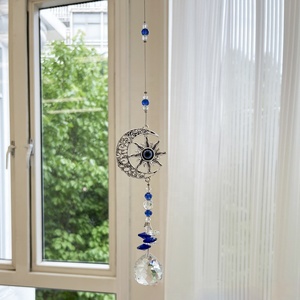 Attrape-soleil œil de diable bleu, suspension lumineuse, collection cristal arc-en-ciel, boule attrape-soleil pour jardin d'ombres et rideau de patio - Product Image 2
