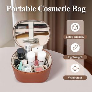 Custom Logo Waterproof PU Fashion <b>Large</b> Portable Cosmetic <b>Bag</b> Case Travel <b>Makeup</b> Case Zip Top Carry Handle - Product Image 6
