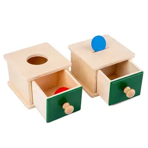 Grosir anak kayu Montessori alat bantu mengajar bahan set kotak/tempat sampah