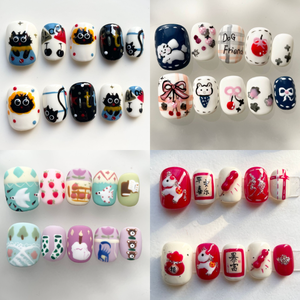 Uñas Postizas 3D Kawaii de Lujo, Hechas a Mano, con Diseño de Ojo de Gato y Perla, Cortas y Redondas, Paquete de 10 Unidades, Venta al Por Mayor - Product Image 6