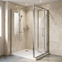 Cabine de douche pliante accordéon gain de place avec verre sablé 6 mm pour appartement