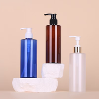 Vente en gros de flacons de lotion cosmétique en plastique PET transparent bleu de 500 ml, 200 ml, 250 ml pour lotion corporelle
