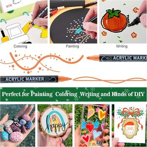 Marcadores de <span class=keywords><strong>Pintura</strong></span> Acrílica de Doble Punta Bview Art, 30 Colores Premium, Resistentes al Agua, Punta Fina para Papel, Roca, Madera, Tela, Lienzo, Vidrio - Product Image 6