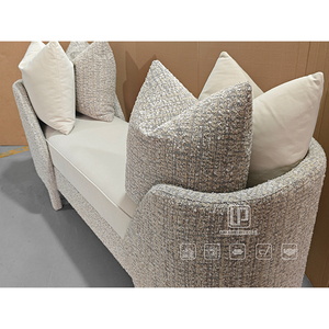Tabouret de bar contemporain Foshan Long Curve en tissu beige, tabourets et ottomanes pour appartement, bureau, salon, tissu beige - Product Image 2