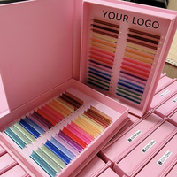 Vente en gros d'extensions de cils colorées avec logo personnalisé Fournitures de plateau de cils en cachemire de style phosphorescent avec cils colorés